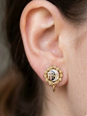 Vintage IARA Sterling Enamel Screw-back Earrings